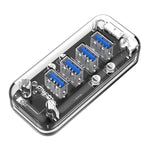 ORICO F4U 4 x USB 3.0 Anschlüsse 5Gbps Schnelle Übertragung Desktop HUB mit blauem LED-Anzeigelicht, 4 Anschlüsse