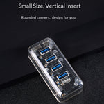 ORICO F4U 4 x USB 3.0 Anschlüsse 5Gbps Schnelle Übertragung Desktop HUB mit blauem LED-Anzeigelicht, 4 Anschlüsse