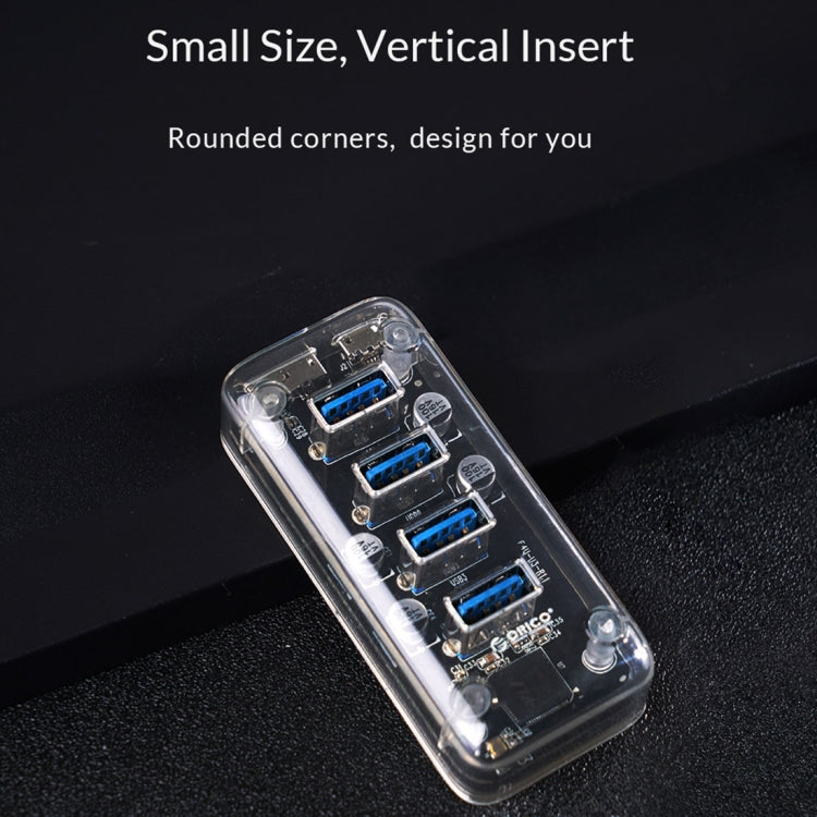 ORICO F4U 4 x USB 3.0 Anschlüsse 5Gbps Schnelle Übertragung Desktop HUB mit blauem LED-Anzeigelicht, 4 Anschlüsse