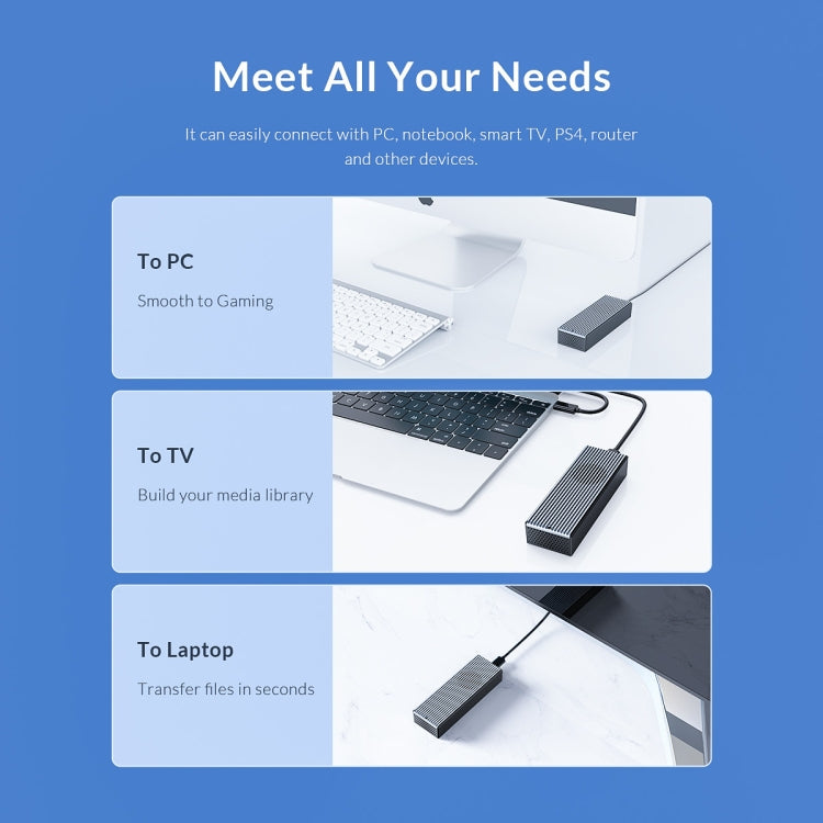 ORICO M2PVC3-G20-GY-BP USB3.2 20Gbps M.2 NVMe SSD Gehäuse, M2PVC3-G20-GY-BP