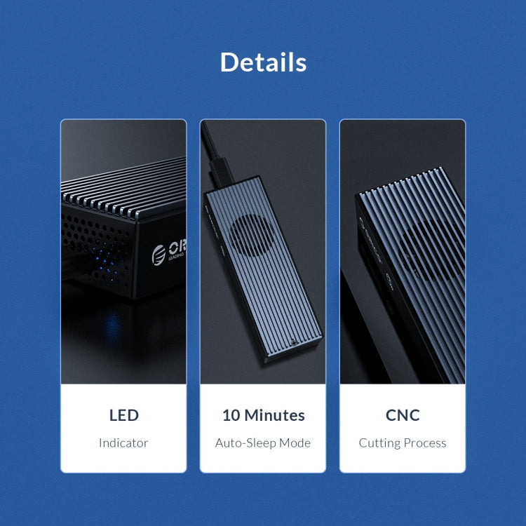 ORICO M2PVC3-G20-GY-BP USB3.2 20Gbps M.2 NVMe SSD Gehäuse, M2PVC3-G20-GY-BP