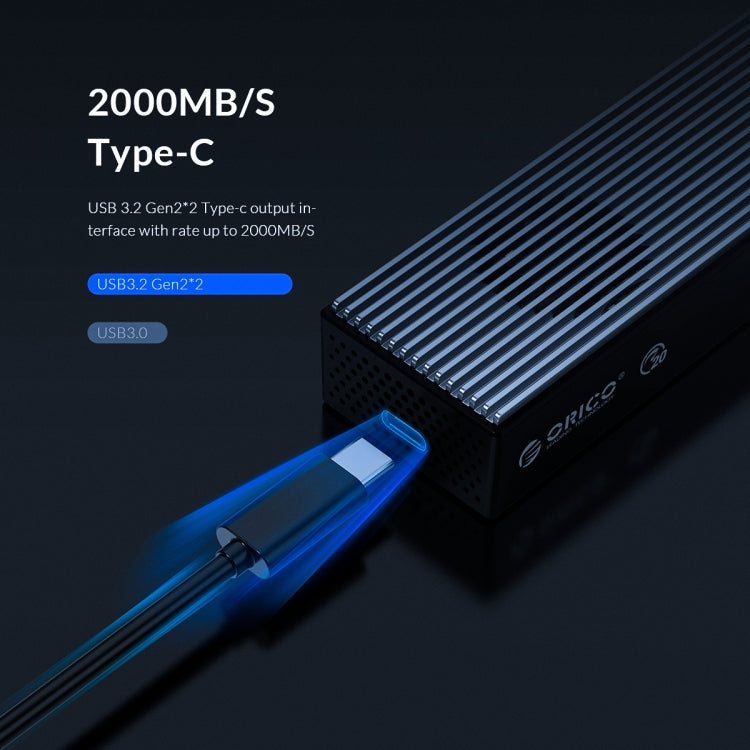 ORICO M2PVC3-G20-GY-BP USB3.2 20Gbps M.2 NVMe SSD Gehäuse, M2PVC3-G20-GY-BP