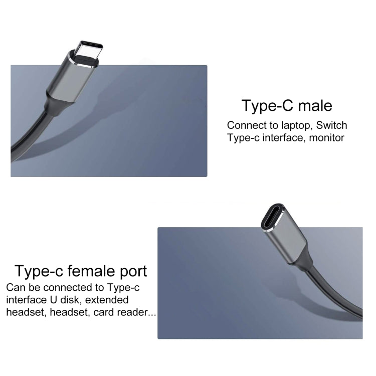 USB-C / Type-C Stecker zu USB-C / Type-C Buchse Adapterkabel, Kabellänge: 50cm, 50cm