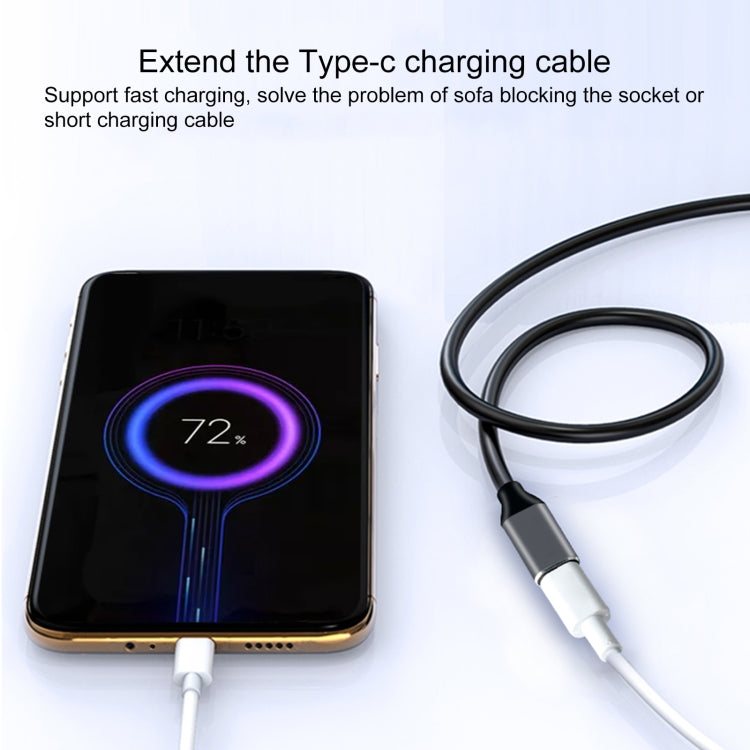 USB-C / Type-C Stecker zu USB-C / Type-C Buchse Adapterkabel, Kabellänge: 1m, 1m