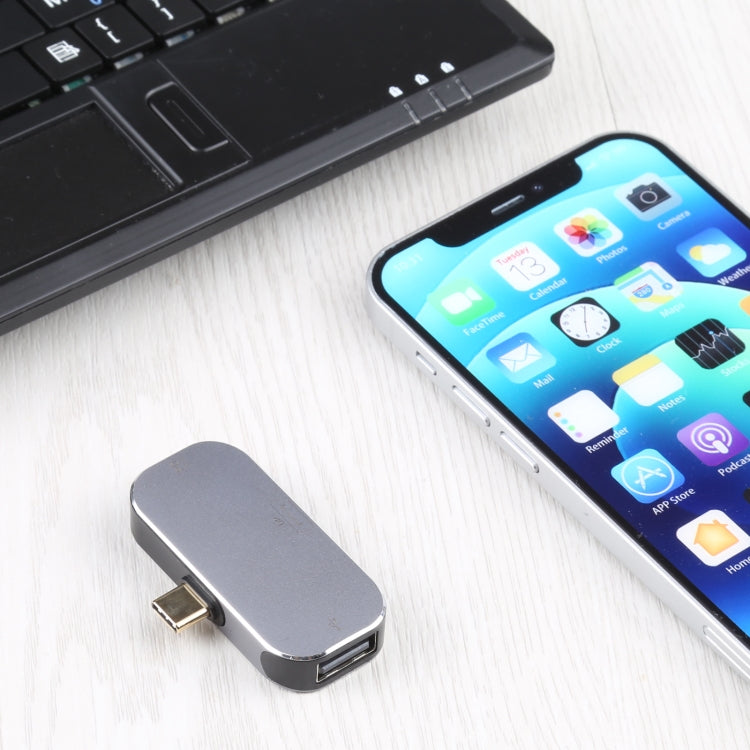 3 in 1 USB-C / Typ-C männlich zu USB-C / Typ-C Lade + USB + DP weiblich Adapter, USB-C / Typ-C + USB + DP
