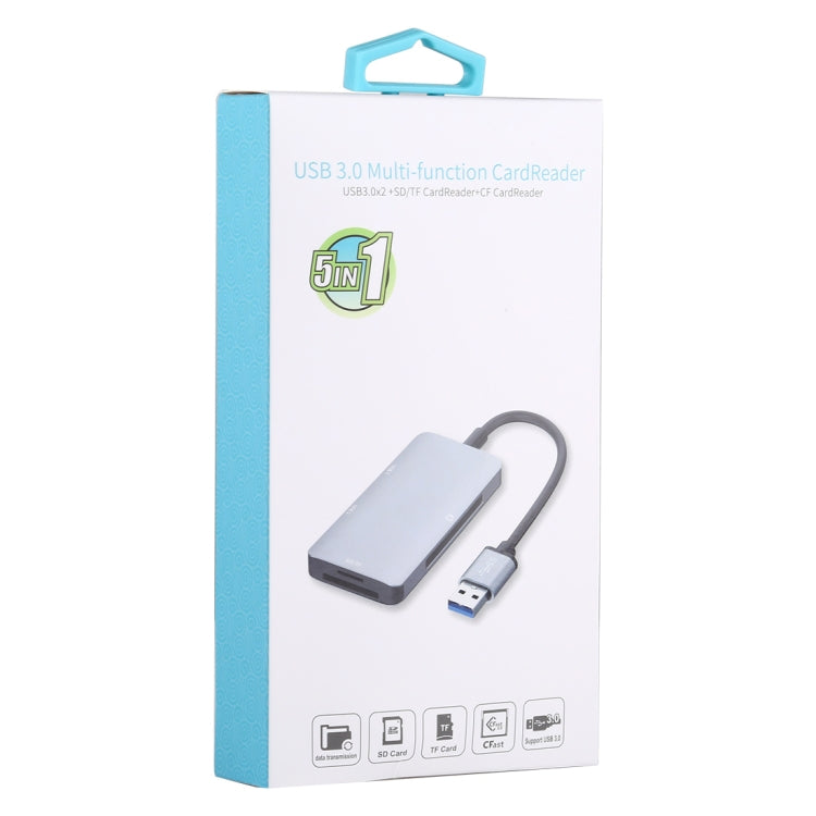 5 in 1 Dual USB 3.0 + CF + TF + SD Multifunktionaler USB 3.0 Kartenleser, 5 in 1 USB 3.0