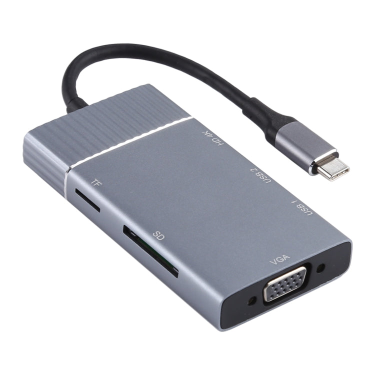 7 in 1 Dual USB 3.0 + TF/SD + HDMI/VGA + 3,5mm Klinke + Type-C / USB-C Multifunktionale USB-C Dockingstation, 2xUSB3.0+TF/SD+HDMI/VGA+3,5mm