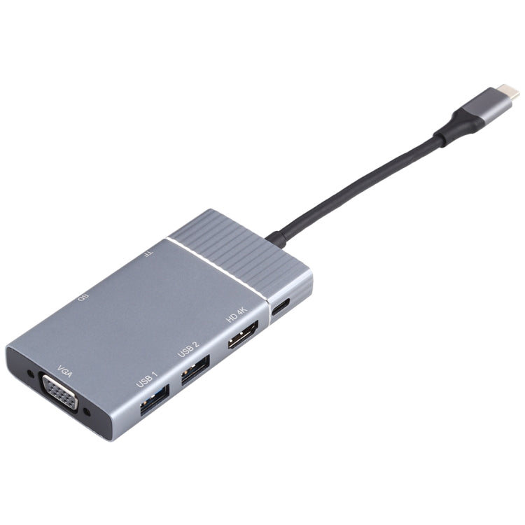 7 in 1 Dual USB 3.0 + TF/SD + HDMI/VGA + 3,5mm Klinke + Type-C / USB-C Multifunktionale USB-C Dockingstation, 2xUSB3.0+TF/SD+HDMI/VGA+3,5mm