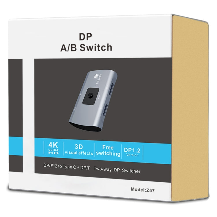 Z57 DP Buchse x 2 zu USB-C / Type-C + DP Buchse Zwei-Wege DP Umschalter, Z57