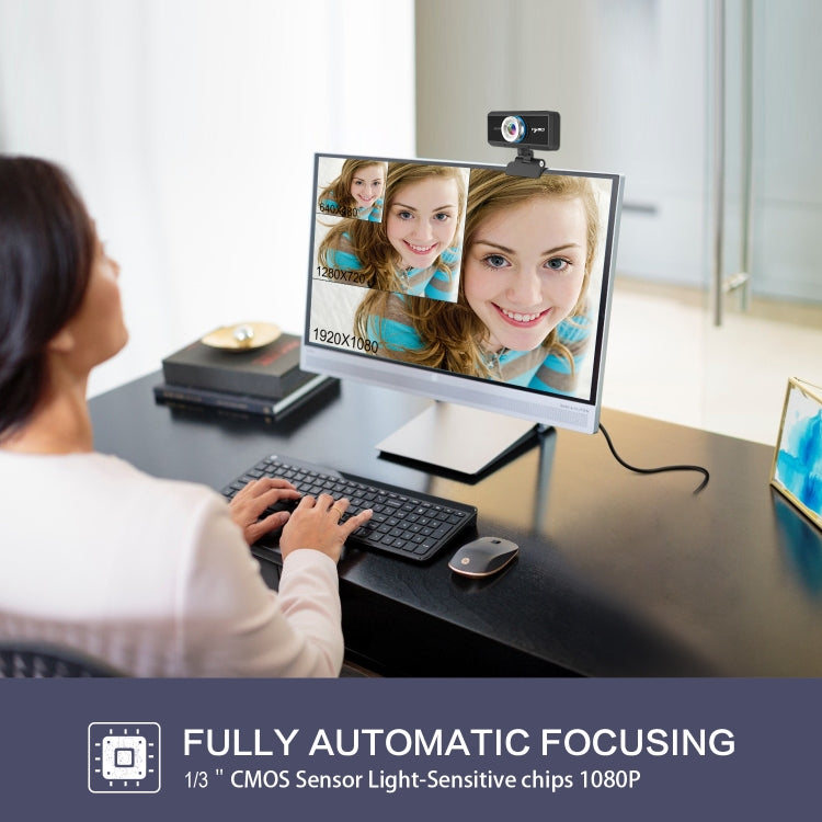 HXSJ S4 1080P verstellbare 180-Grad HD manuelle Fokus Video Webcam PC-Kamera mit Mikrofon