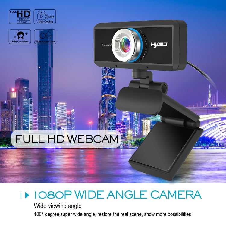 HXSJ S4 1080P verstellbare 180-Grad HD manuelle Fokus Video Webcam PC-Kamera mit Mikrofon
