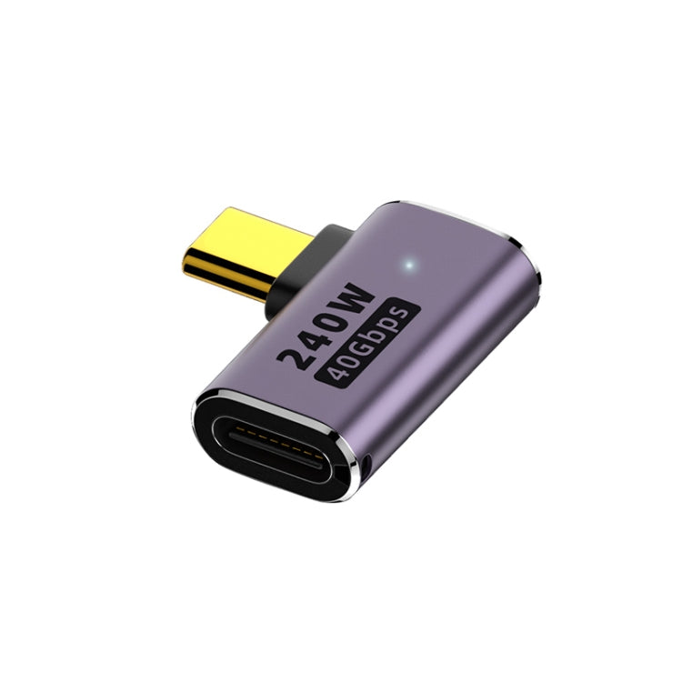 240W USB-C/Type-C Buchse zu USB-C/Type-C Stecker 40Gbps Seitenwinkel Adapter mit Licht, Seitenwinkel Adapter