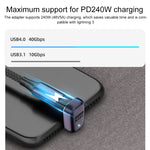 240W USB-C/Type-C Buchse zu USB-C/Type-C Stecker 40Gbps Vertikaler Winkeladapter mit Licht, Vertikaler Winkeladapter