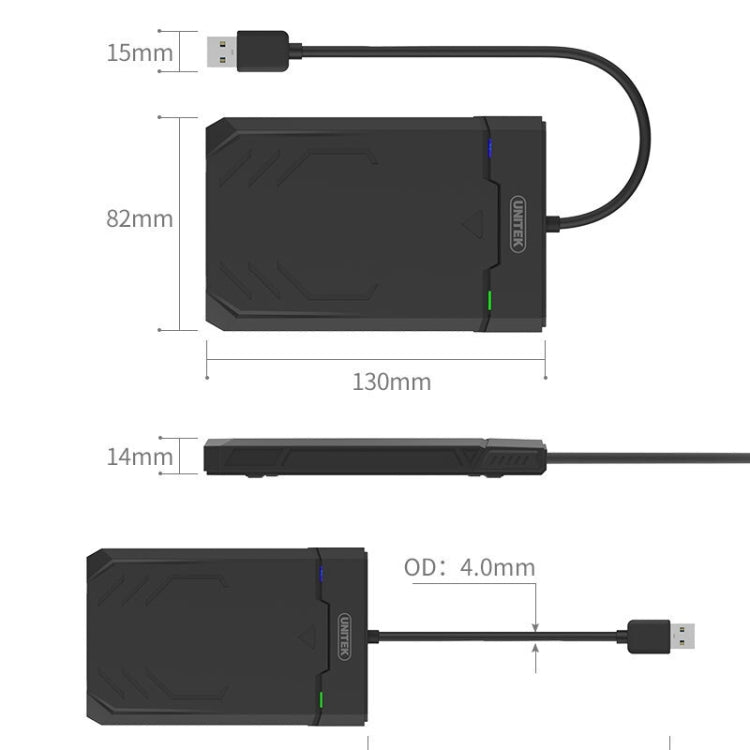 UNITEK SATA 2,5 Zoll USB 3.0 Schnittstelle HDD Gehäuse, Länge: 30cm, SATA USB 3.0 Schnittstelle, Länge: 30cm