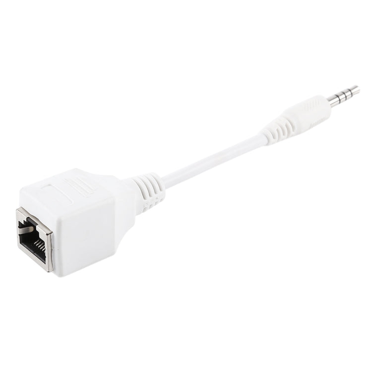 CAT5 RJ45 Buchse zu 3,5mm 4-pol Stecker Audio Ethernet LAN Netzwerkadapter, Gesamtlänge: ca. 13cm