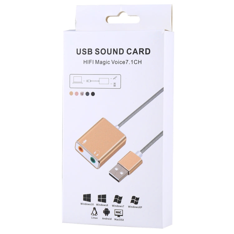 Aluminiumlegierung Gehäuse externe USB virtuelle 7.1 Kanal Soundkarte mit 13cm Kabel für PC Laptop, USB