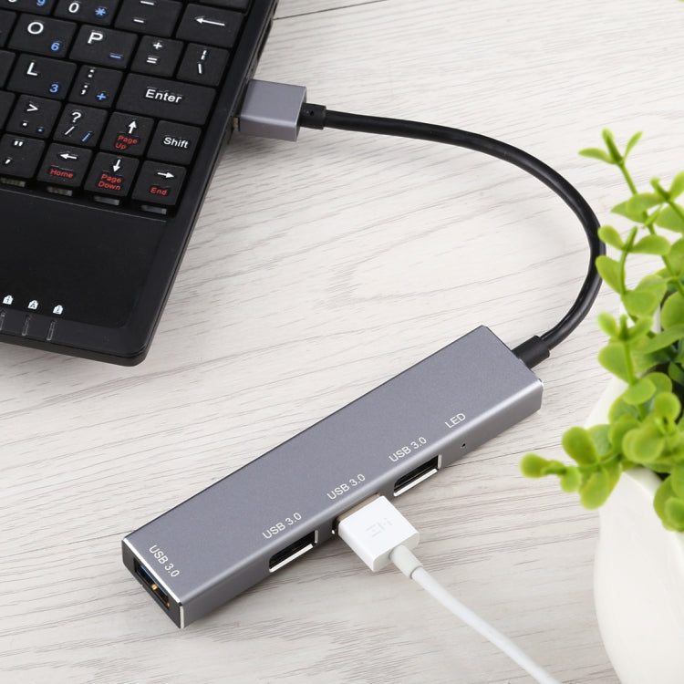3019 4 x USB 3.0 zu USB 3.0 Aluminiumlegierung HUB Adapter mit LED-Anzeige
