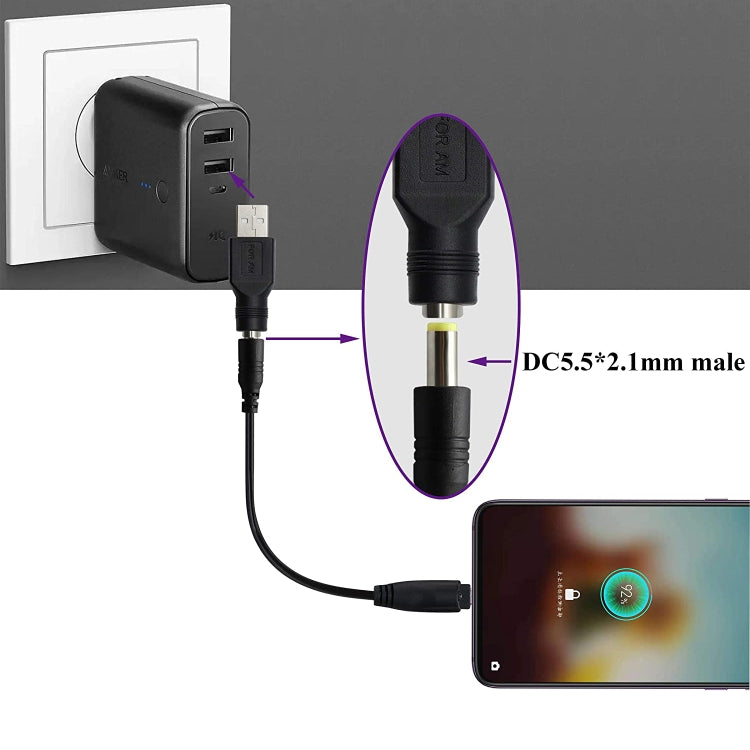 USB Stecker zu 5,5 x 2,1mm Buchse Adapteranschluss, USB Stecker zu 5,5 x 2,1mm