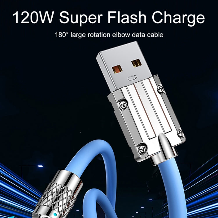 Mech Serie 6A 120W USB zu 8 Pin 180-Grad Metallstecker Schnellladekabel, Länge: 1,2m, 1,2m 8 Pin, 1,2m 180-Grad 8 Pin