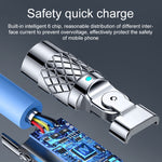 Mech Serie 6A 120W USB zu 8 Pin 180-Grad Metallstecker Schnellladekabel, Länge: 1,2m, 1,2m 8 Pin, 1,2m 180-Grad 8 Pin