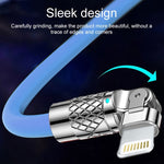 Mech Serie 6A 120W USB zu 8 Pin 180-Grad Metallstecker Schnellladekabel, Länge: 1,2m, 1,2m 8 Pin, 1,2m 180-Grad 8 Pin