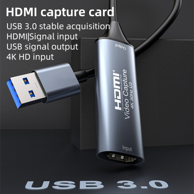 4K 30Hz HDMI-zu-USB3.0-HD-Video-Capture-Karte mit Kabel, HDMI zu USB3.0