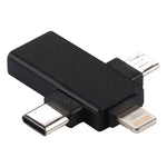 3-in-1 USB 3.0 auf 8-Pin + Micro USB + USB-C / Type-C Schnittstelle Multifunktionaler OTG Adapter