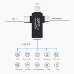3-in-1 USB 3.0 auf 8-Pin + Micro USB + USB-C / Type-C Schnittstelle Multifunktionaler OTG Adapter