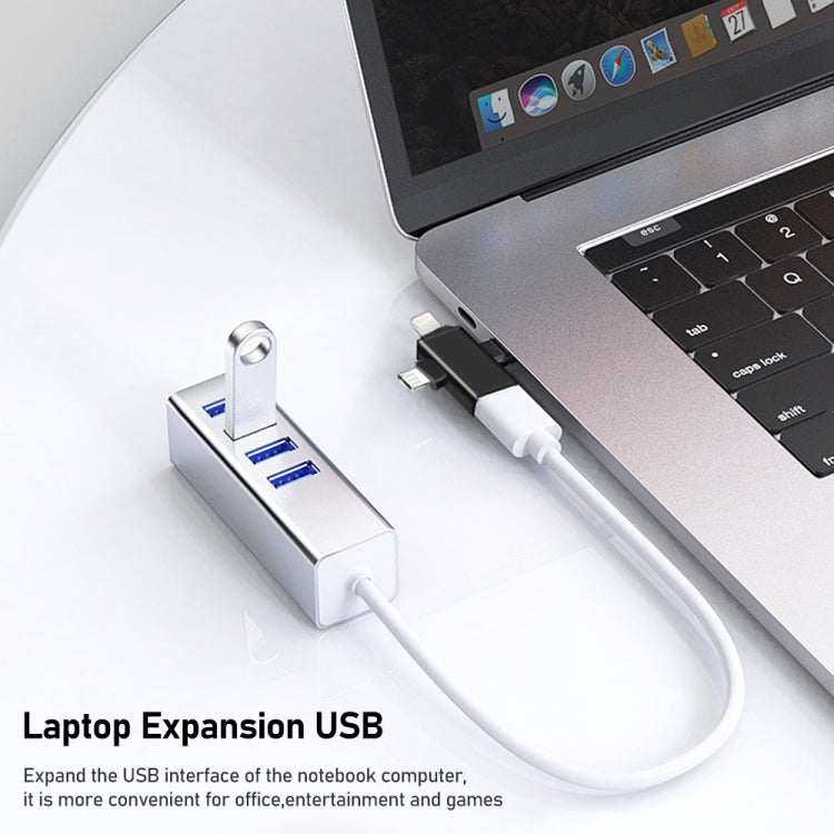 3-in-1 USB 3.0 auf 8-Pin + Micro USB + USB-C / Type-C Schnittstelle Multifunktionaler OTG Adapter