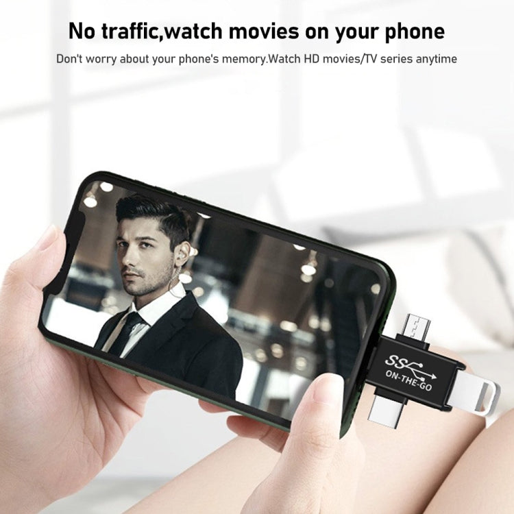 3-in-1 USB 3.0 auf 8-Pin + Micro USB + USB-C / Type-C Schnittstelle Multifunktionaler OTG Adapter