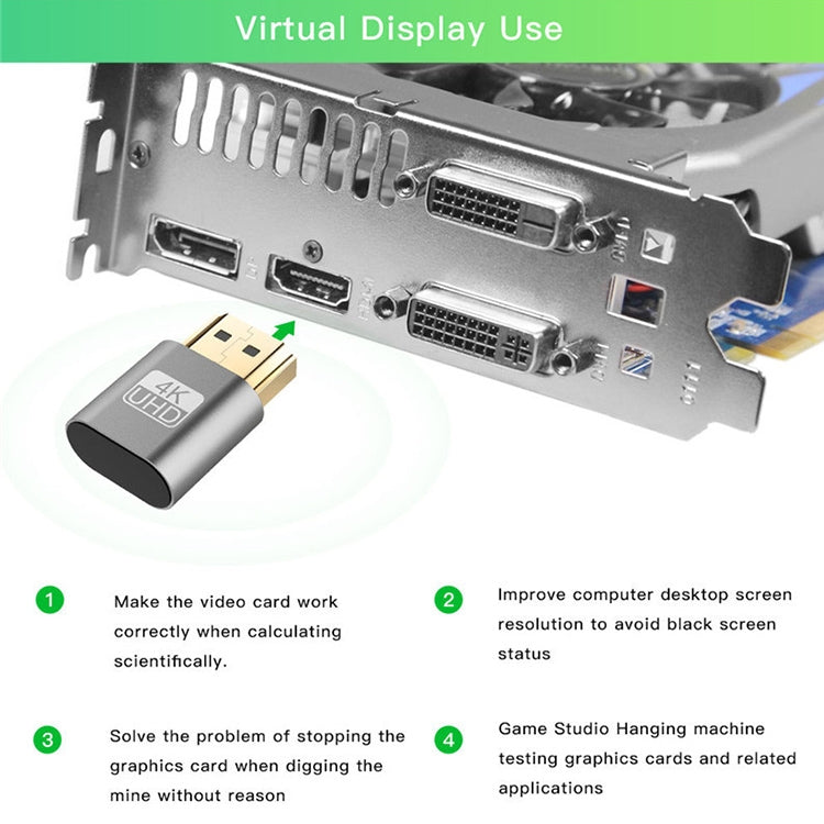 VGA Virtueller Display Adapter HDMI 1.4 DDC EDID Dummy-Stecker Headless Display Emulator, Pink, Grau, Gold, Rot, Silber