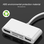 75215 5-in-1 8-Pin zu HDMI + SD-Kartensteckplatz + TF-Kartensteckplatz + USB + 8-Pin Ladeanschluss HD Video Konverter, 75215