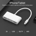 75215 5-in-1 8-Pin zu HDMI + SD-Kartensteckplatz + TF-Kartensteckplatz + USB + 8-Pin Ladeanschluss HD Video Konverter, 75215