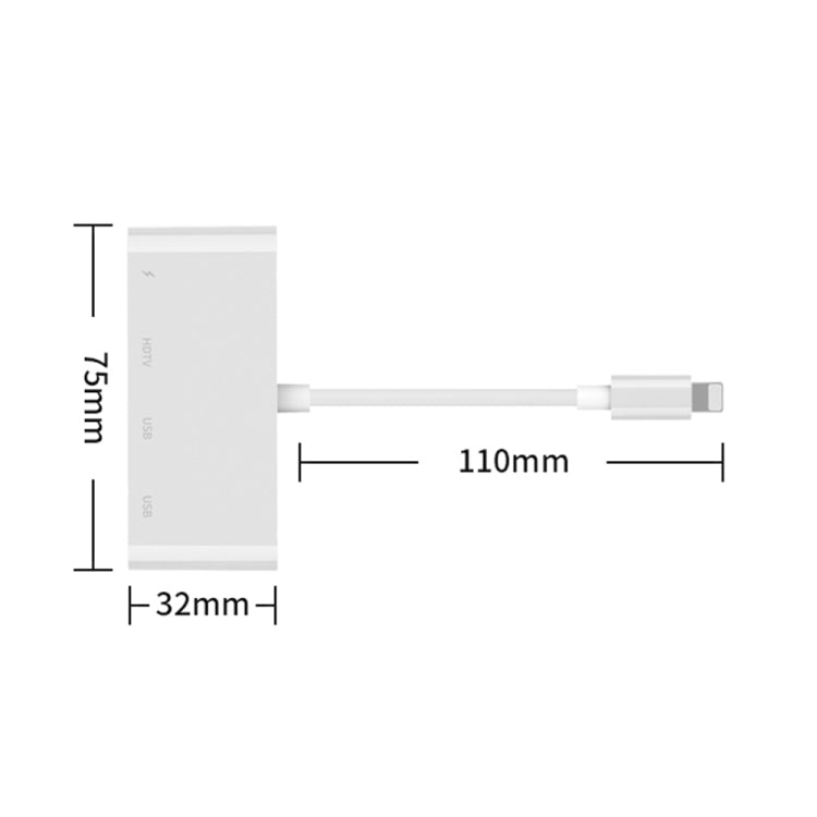 75216 4-in-1 8-Pin zu HDMI + 8-Pin Ladeanschluss + 2 USB-Anschlüsse HD Video Konverter, 75216