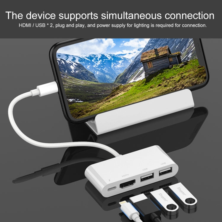 75216 4-in-1 8-Pin zu HDMI + 8-Pin Ladeanschluss + 2 USB-Anschlüsse HD Video Konverter, 75216