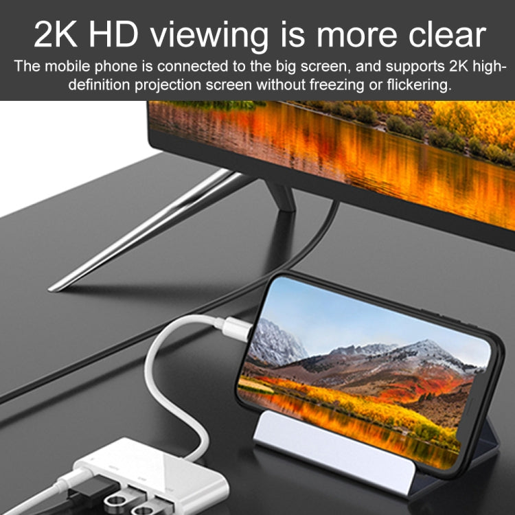 75216 4-in-1 8-Pin zu HDMI + 8-Pin Ladeanschluss + 2 USB-Anschlüsse HD Video Konverter, 75216