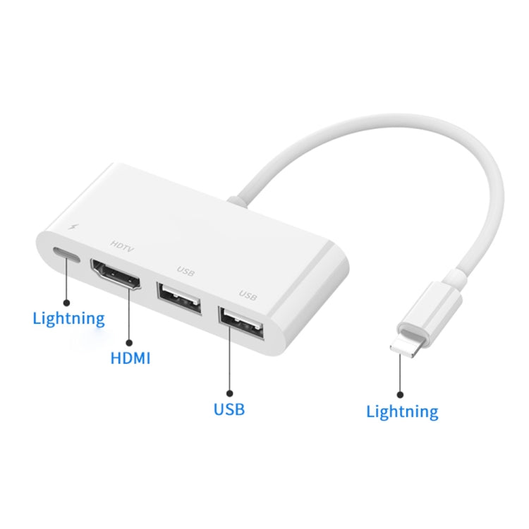 75216 4-in-1 8-Pin zu HDMI + 8-Pin Ladeanschluss + 2 USB-Anschlüsse HD Video Konverter, 75216