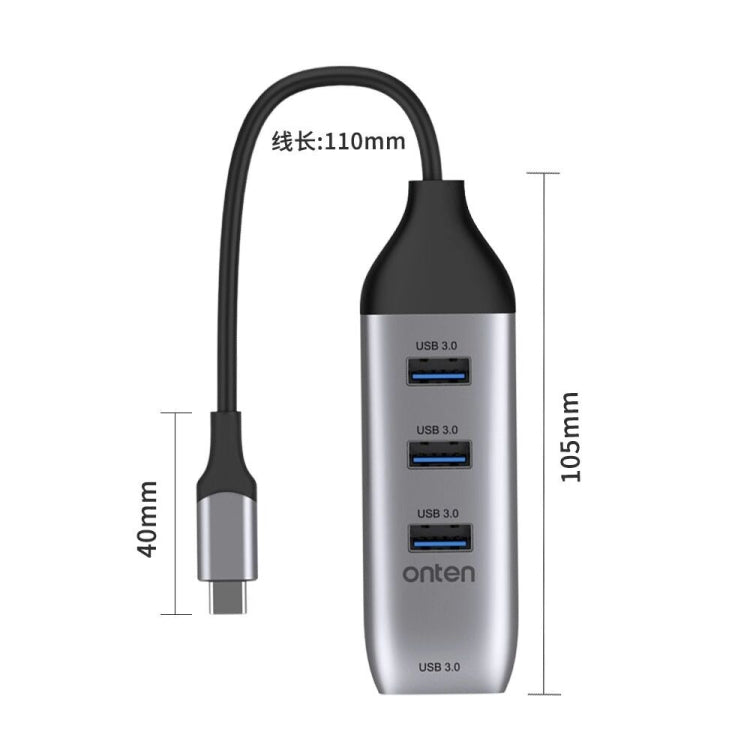 Onten 95118U 4 in 1 USB-C / Typ-C zu 4 USB 3.0 Ports Multifunktionaler HUB Konverter Dockingstation, 95118U