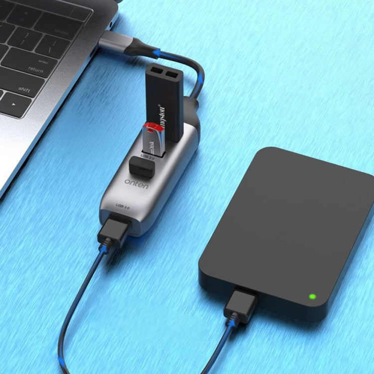 Onten 95118U 4 in 1 USB-C / Typ-C zu 4 USB 3.0 Ports Multifunktionaler HUB Konverter Dockingstation, 95118U
