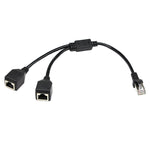 1 zu 2 Steckdosen LAN Ethernet Netzwerk CAT5 RJ45 Stecker Splitter Adapter, Kabellänge: 25cm