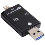 NK-208 3-in-1 i-Flash TF-Karten- / SD-Kartenleser Für 8-Pin + USB 2.0 + Micro USB Geräte (Schwarz), NK-208 Weiß, NK-208 Schwarz