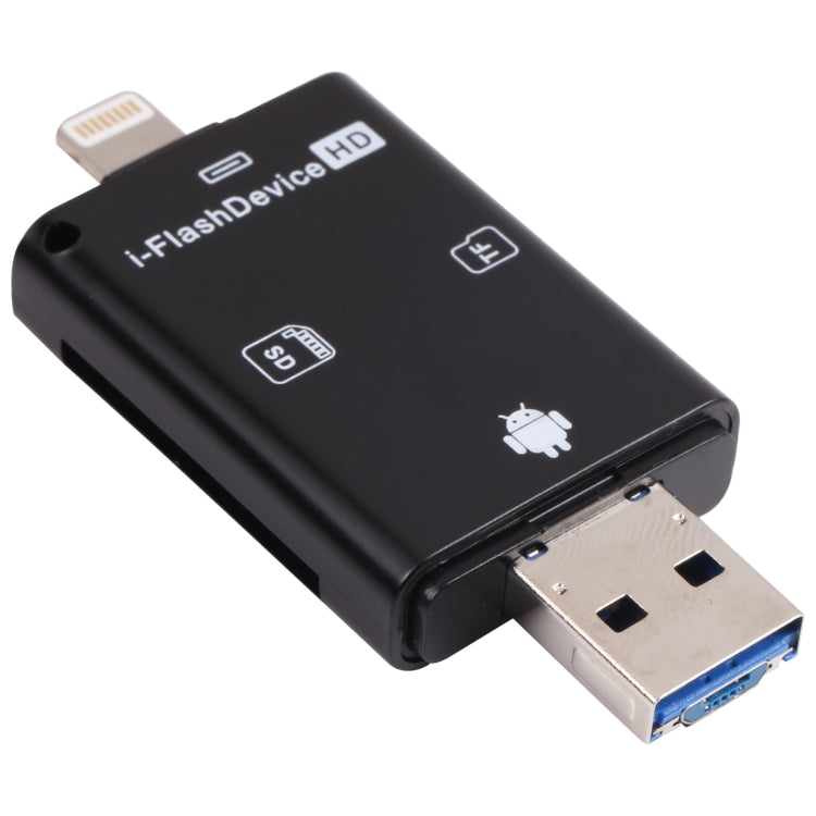 NK-208 3-in-1 i-Flash TF-Karten- / SD-Kartenleser Für 8-Pin + USB 2.0 + Micro USB Geräte (Schwarz), NK-208 Weiß, NK-208 Schwarz