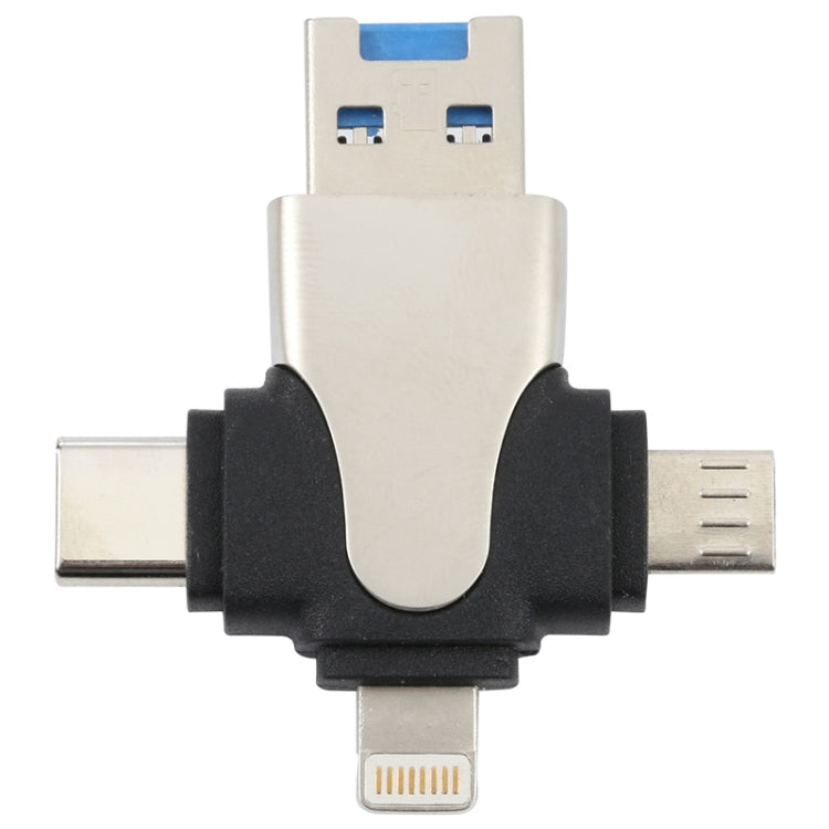 4-in-1 8-Pin + USB-C / Typ-C + Micro USB + USB 3.0 Männlich TF-Kartenleser, 4-in-1
