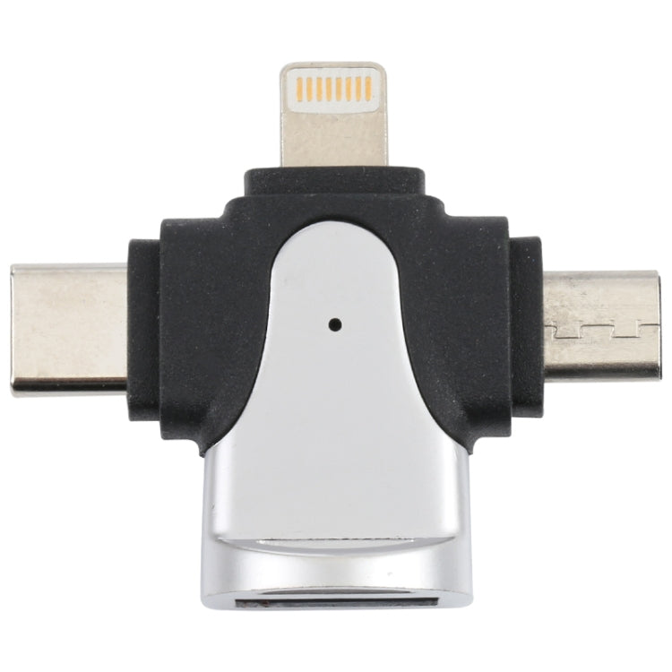 3-in-1 8-Pin + USB-C / Typ-C + Micro USB Männlich zu USB 3.0 Weiblich Zinklegierungsadapter