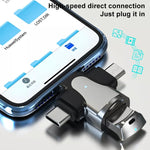 3-in-1 8-Pin + USB-C / Typ-C + Micro USB Männlich zu USB 3.0 Weiblich Zinklegierungsadapter