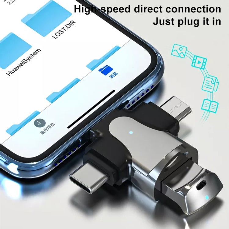 3-in-1 8-Pin + USB-C / Typ-C + Micro USB Männlich zu USB 3.0 Weiblich Zinklegierungsadapter