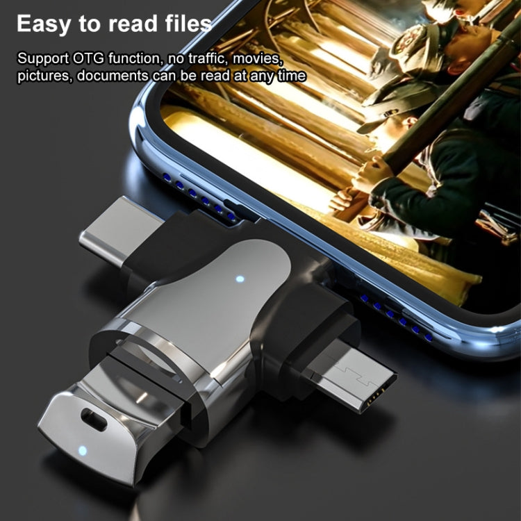 3-in-1 8-Pin + USB-C / Typ-C + Micro USB Männlich zu USB 3.0 Weiblich Zinklegierungsadapter