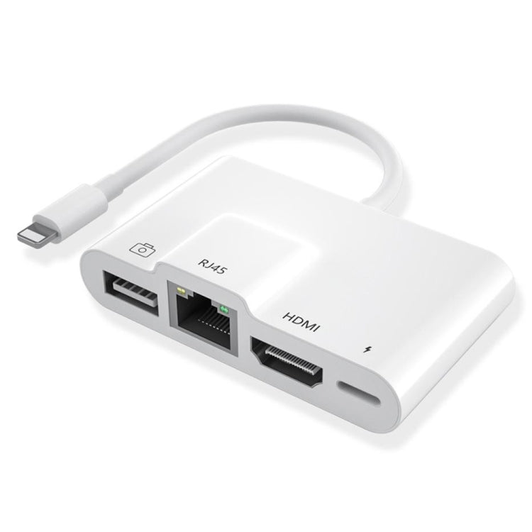 4-in-1 8-Pin Männlich zu 8-Pin Strom + RJ45 Ethernet + HDMI + USB Kamera Weiblich OTG Digital AV Adapter, RJ45 Ethernet