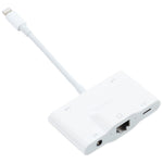 NK-1033 5-in-1 8-Pin Männlich zu Dual USB + 3,5mm AUX + Ethernet + 8-Pin Strom Weiblich Adapter, NK-1033