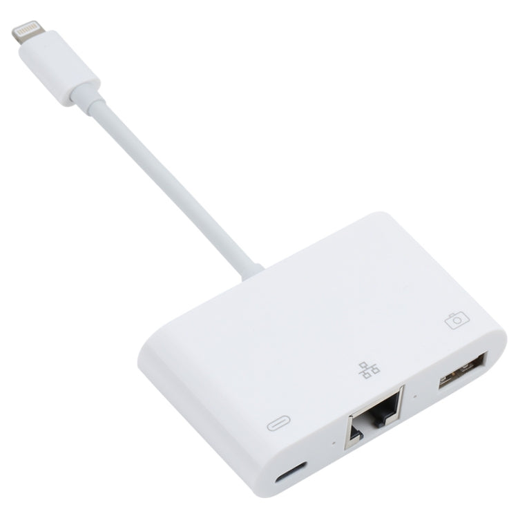 NK-107 3-in-1 8-Pin-Stecker zu USB + 1000M Ethernet + 8-Pin-Strombuchse Adapter, NK-107